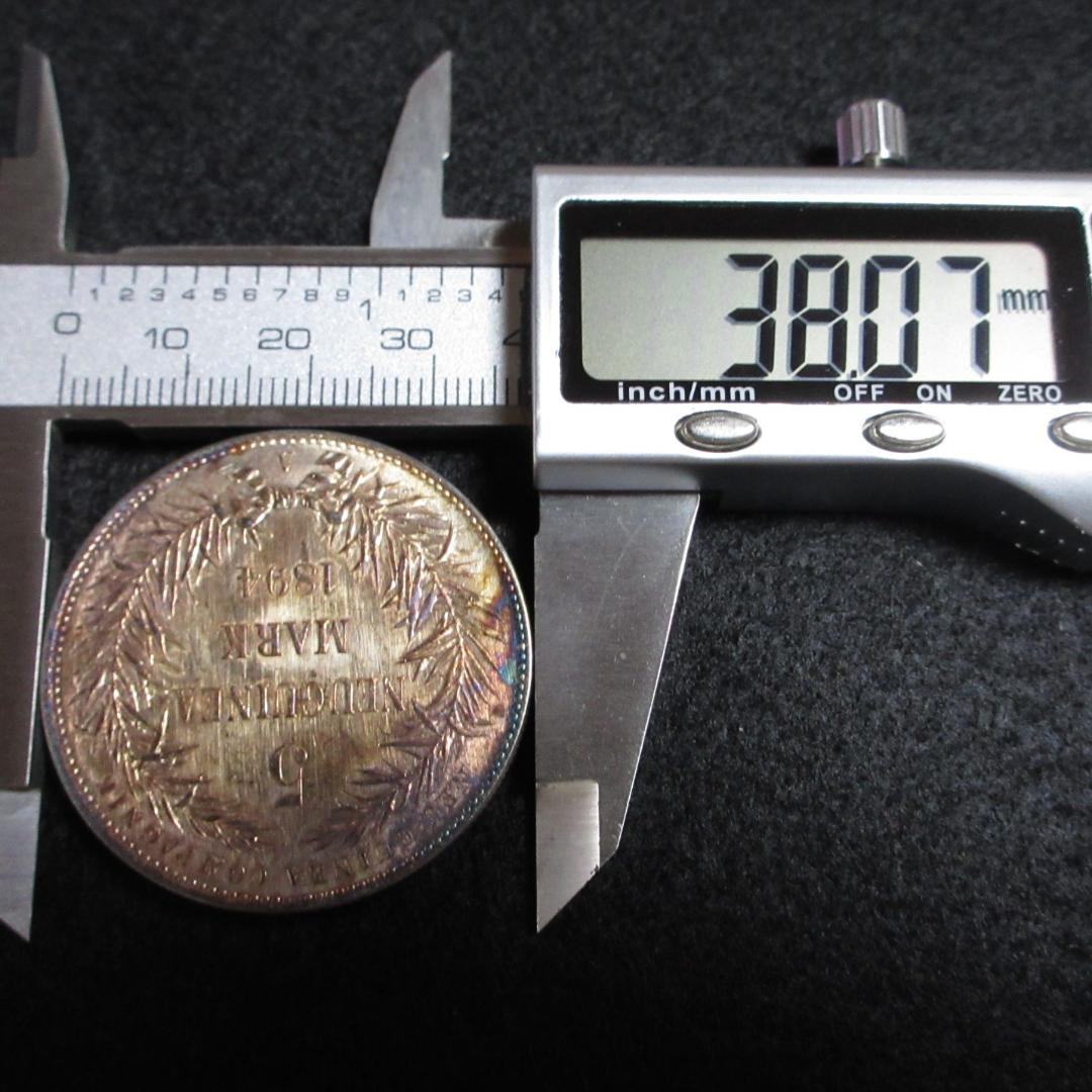 ドイツ古銭 ニューギニア極楽鳥 ５マルク銀貨 1894年