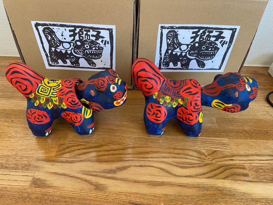 特注品 琉球張子 豊永盛人 ロードワークス シーサー2体セット 阿吽