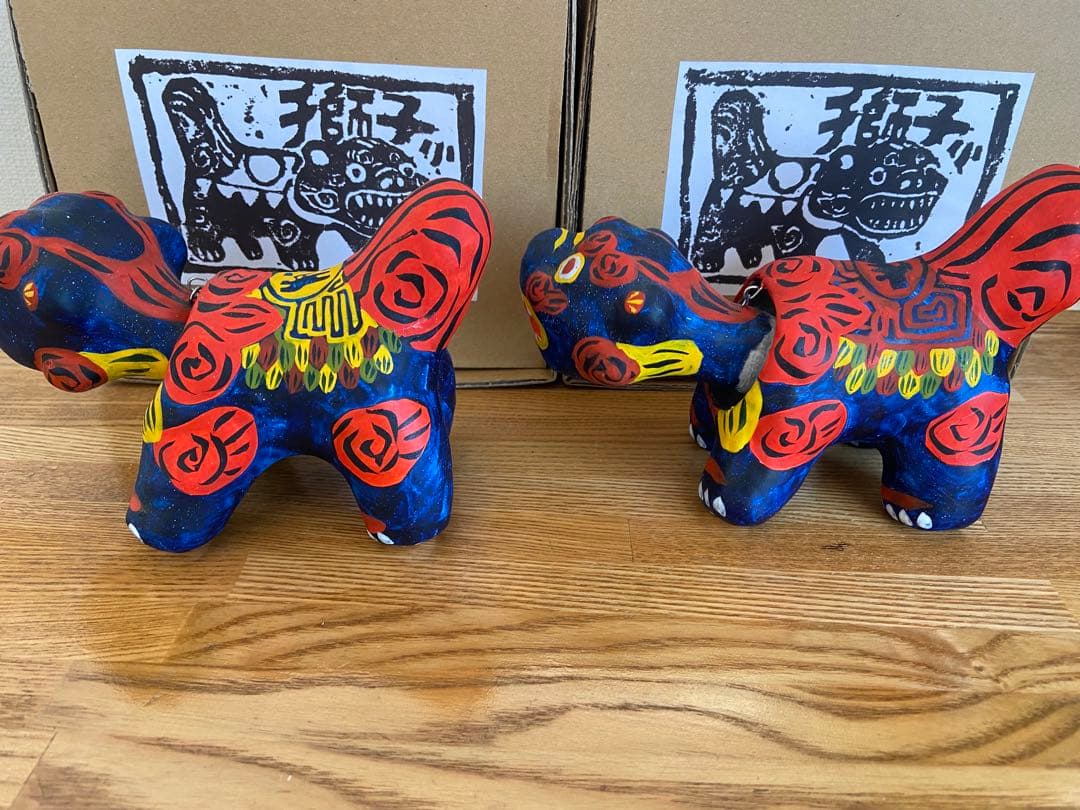 特注品 琉球張子 豊永盛人 ロードワークス シーサー2体セット 阿吽