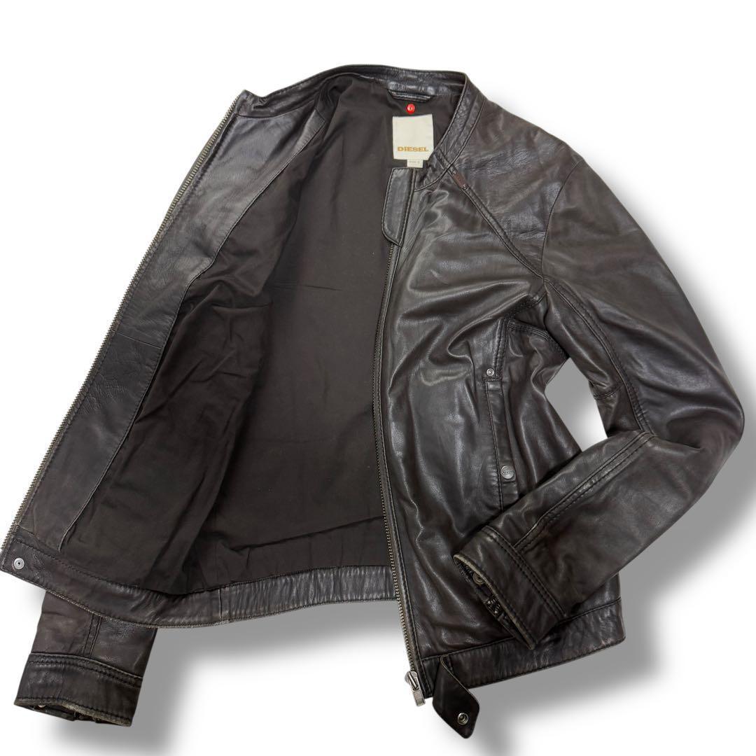DIESEL 521 シングル ライダースジャケット ラムレザ 羊革 メンズ
