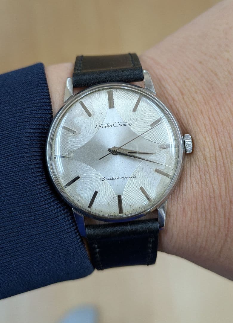 セイコー クラウン 変わり文字盤 風防新品交換！オーバーホール済み！