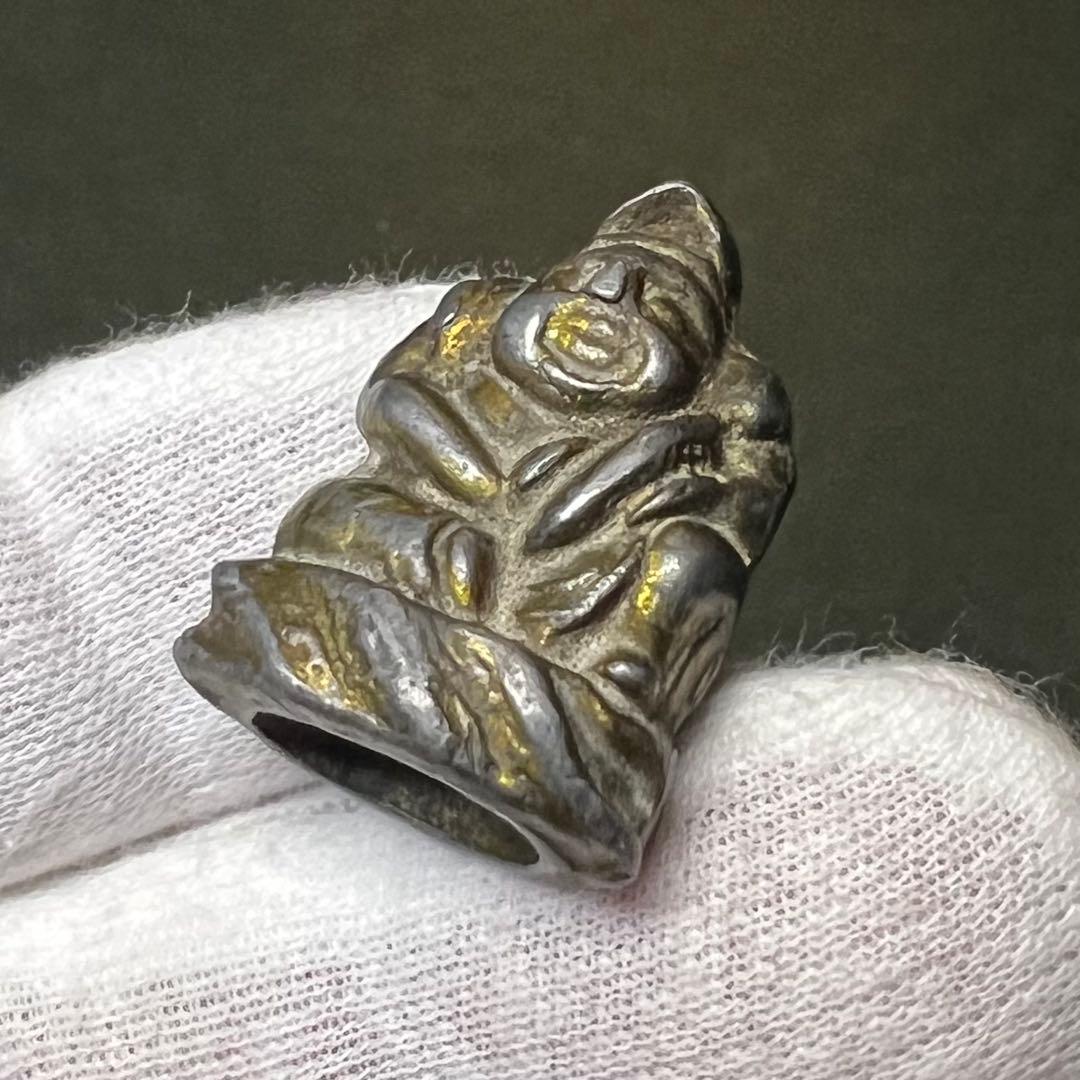 ◎古道具 庵々◎江戸時代後期 古銅製 恵比寿像 懐中仏◎神像豆仏鍍金痕有中空鋳造