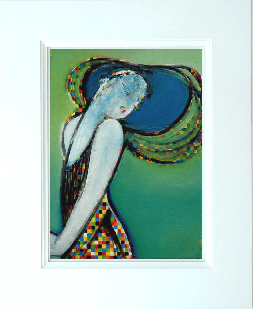 油絵 菅家令子 絵 絵画インテリア 額付(白) uF6-083511 人物 女性