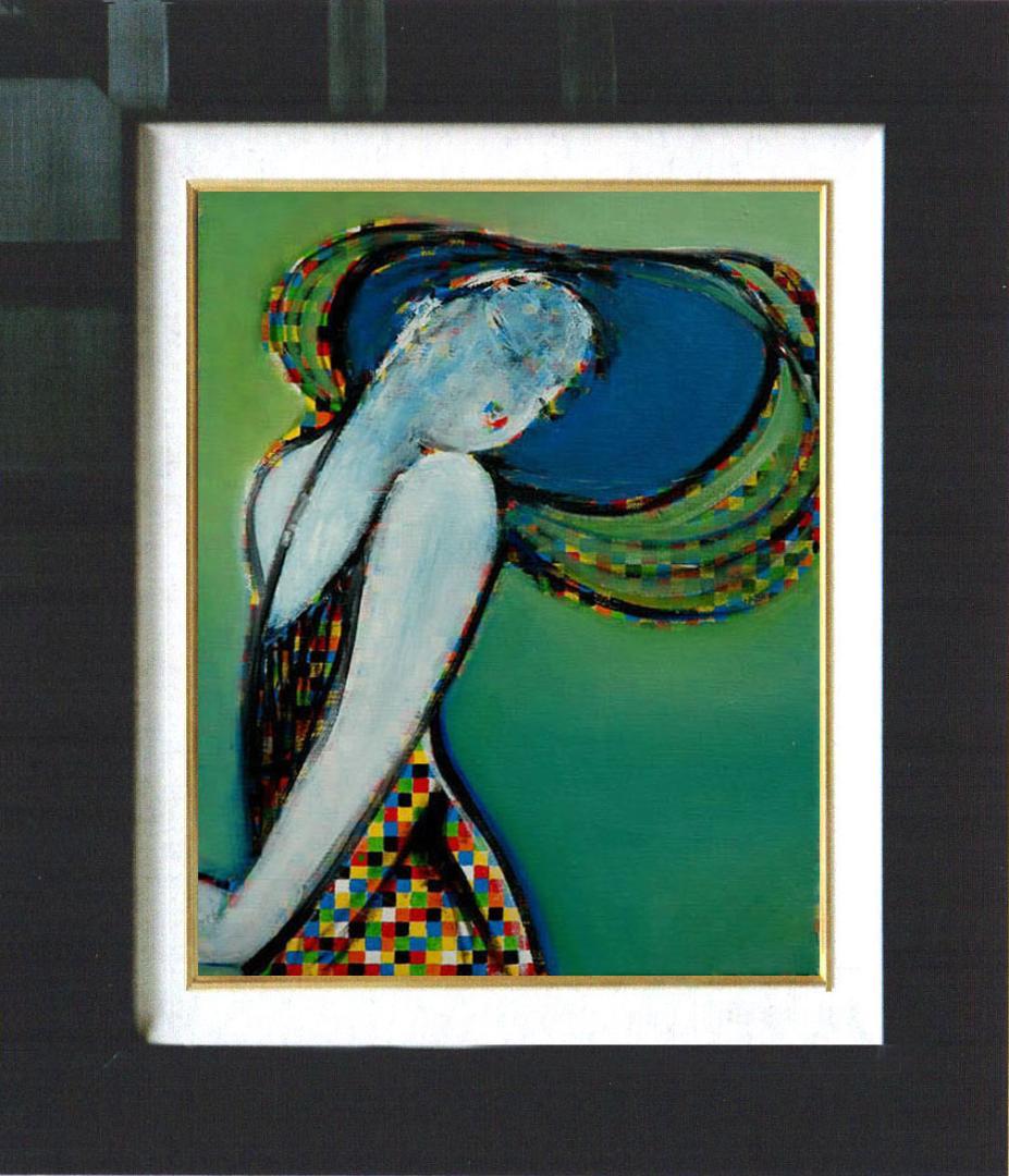 油絵 菅家令子 絵 絵画インテリア 額付(白) uF6-083511 人物 女性