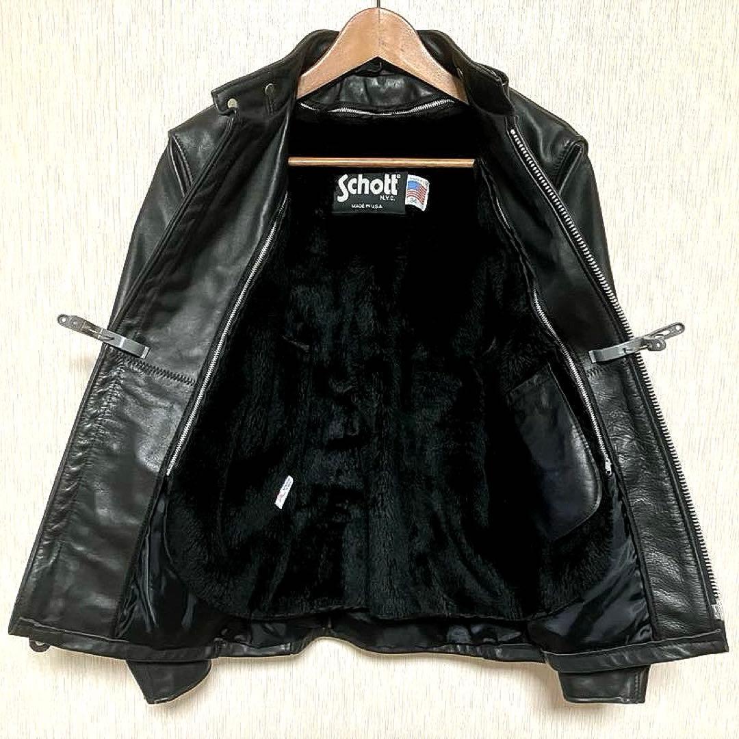 美品 ボアライナー付 schott ショット 641 シングルライダース 34