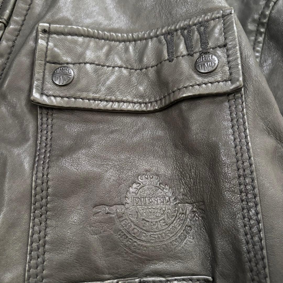 ディーゼル レザージャケット ライダースジャケット シングル 羊革 ブラック