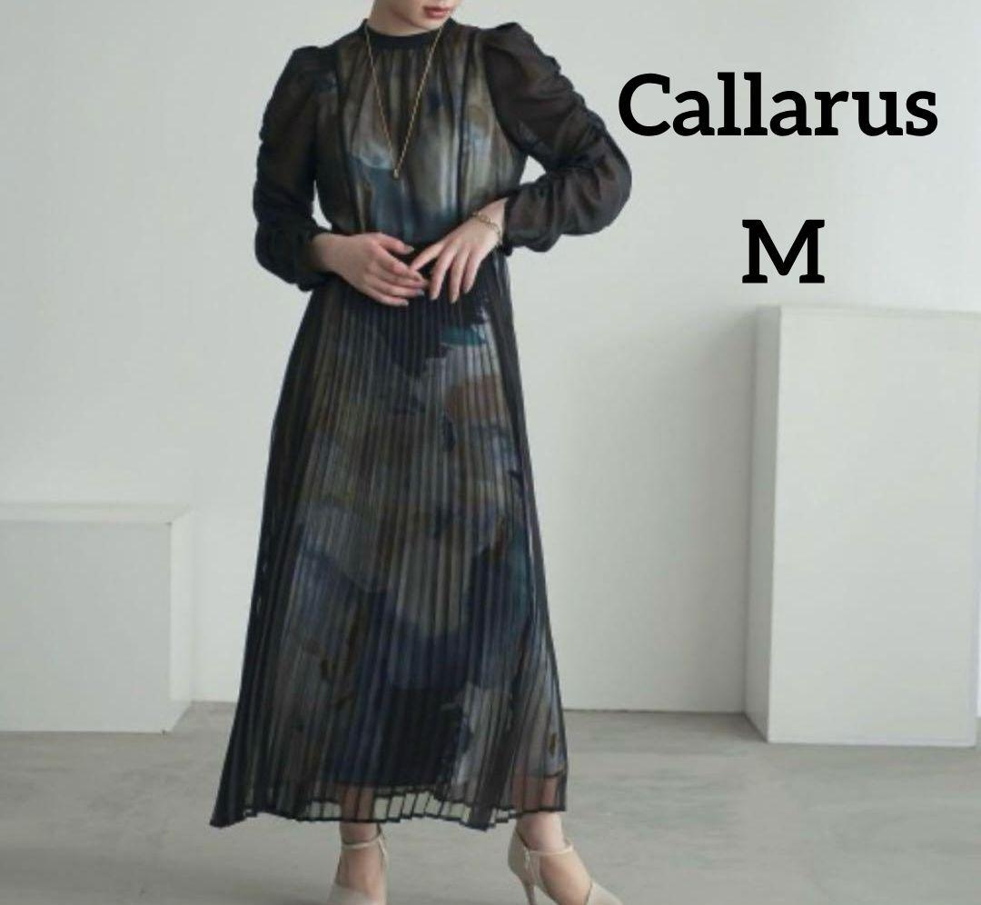 佐藤 Callarusシフォンプリーツデザインロング丈 ワンピースドレス