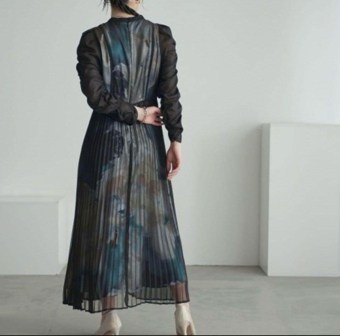 佐藤 Callarusシフォンプリーツデザインロング丈 ワンピースドレス