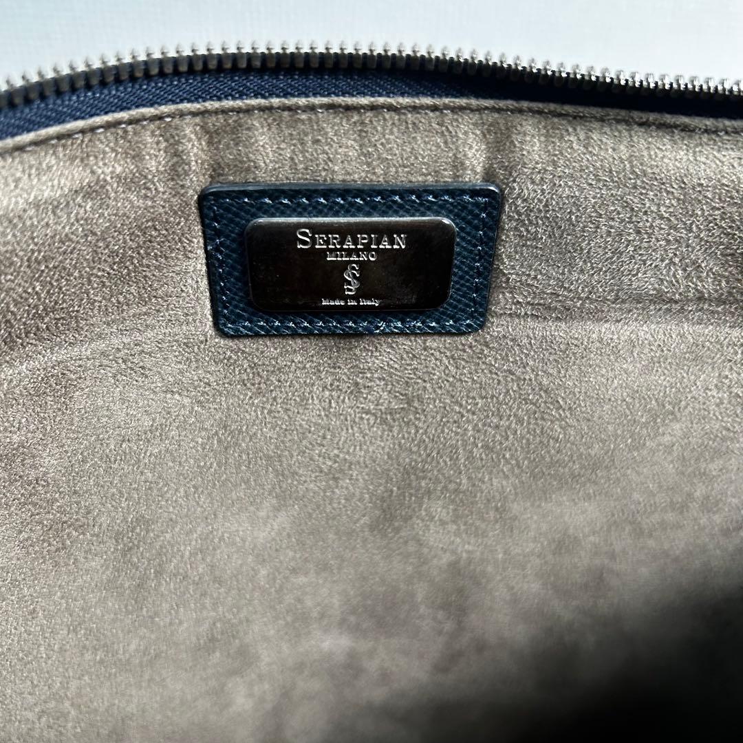 SERAPIAN サフィアーノレザー　牛革　2way ビジネスバック　紺色