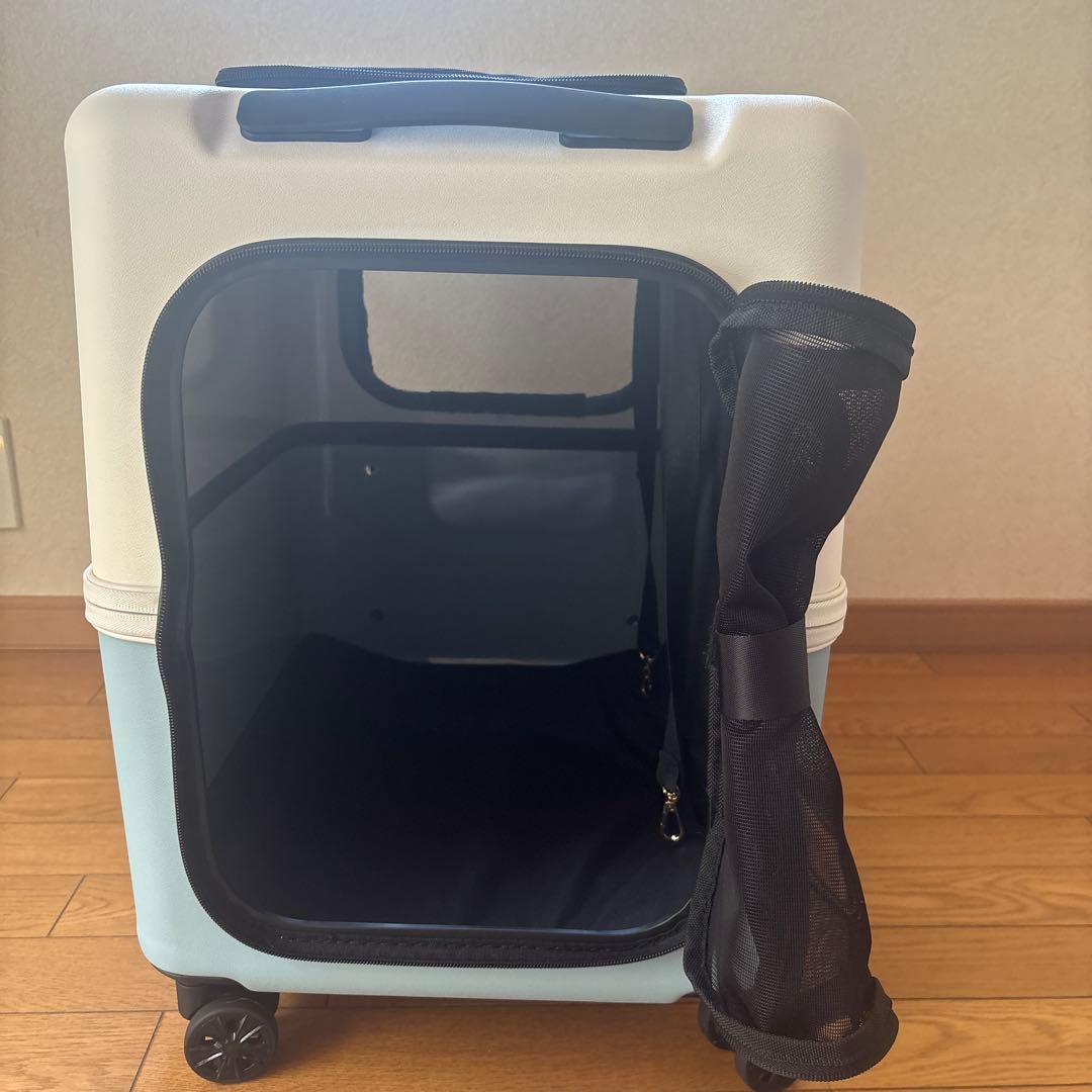 PETICO Ｌサイズ3点セット　クッション、レインカバー付き　ブルー✖️ホワイト