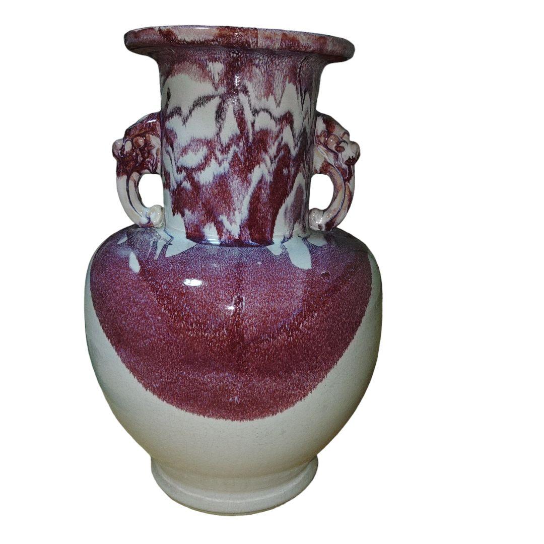 しがらき焼　海鼠釉双耳花瓶