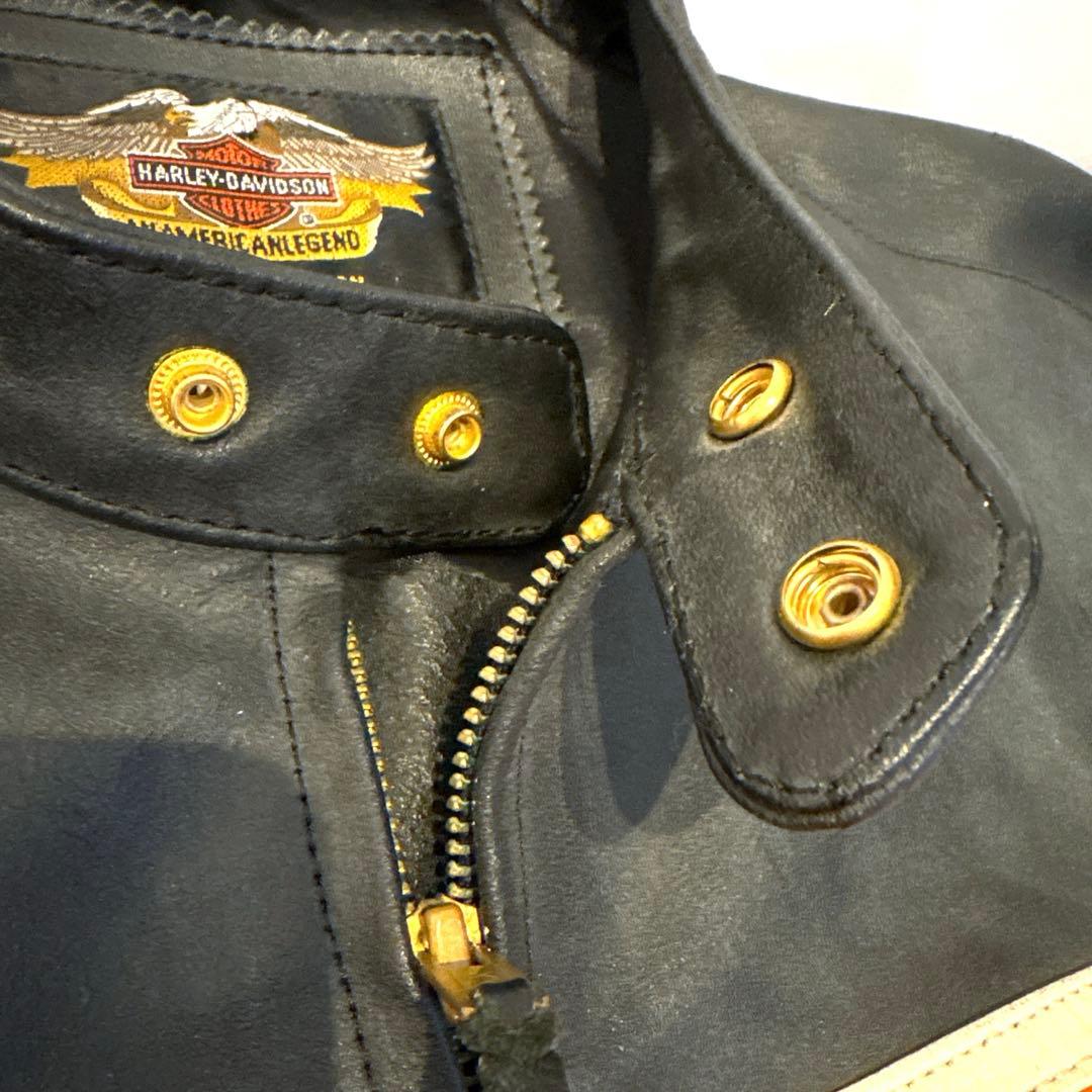 HARLEY DAVIDSON 本革 シングルライダースジャケット ツートン L