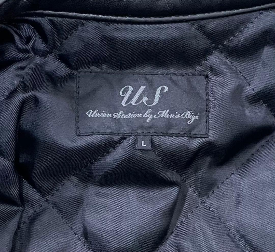 美品 UNION STATION シングルライダース キルティング 羊革 レザー