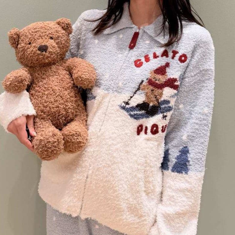 新品✨ジェラートピケ【HOLIDAY】スキーベアジャガードカーディガン MNT