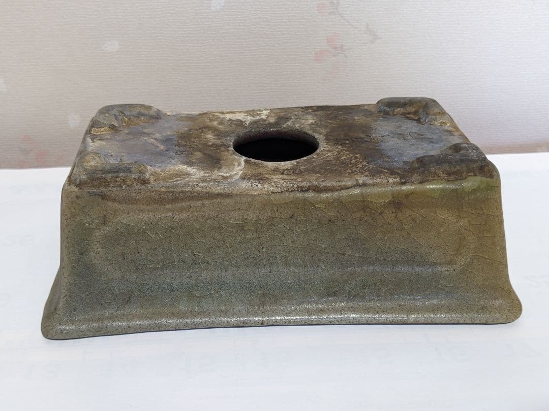 ♦中国古玩 長方形辰砂ミニ盆栽鉢 北京紫禁城 建福宮印 古美術品 骨董品