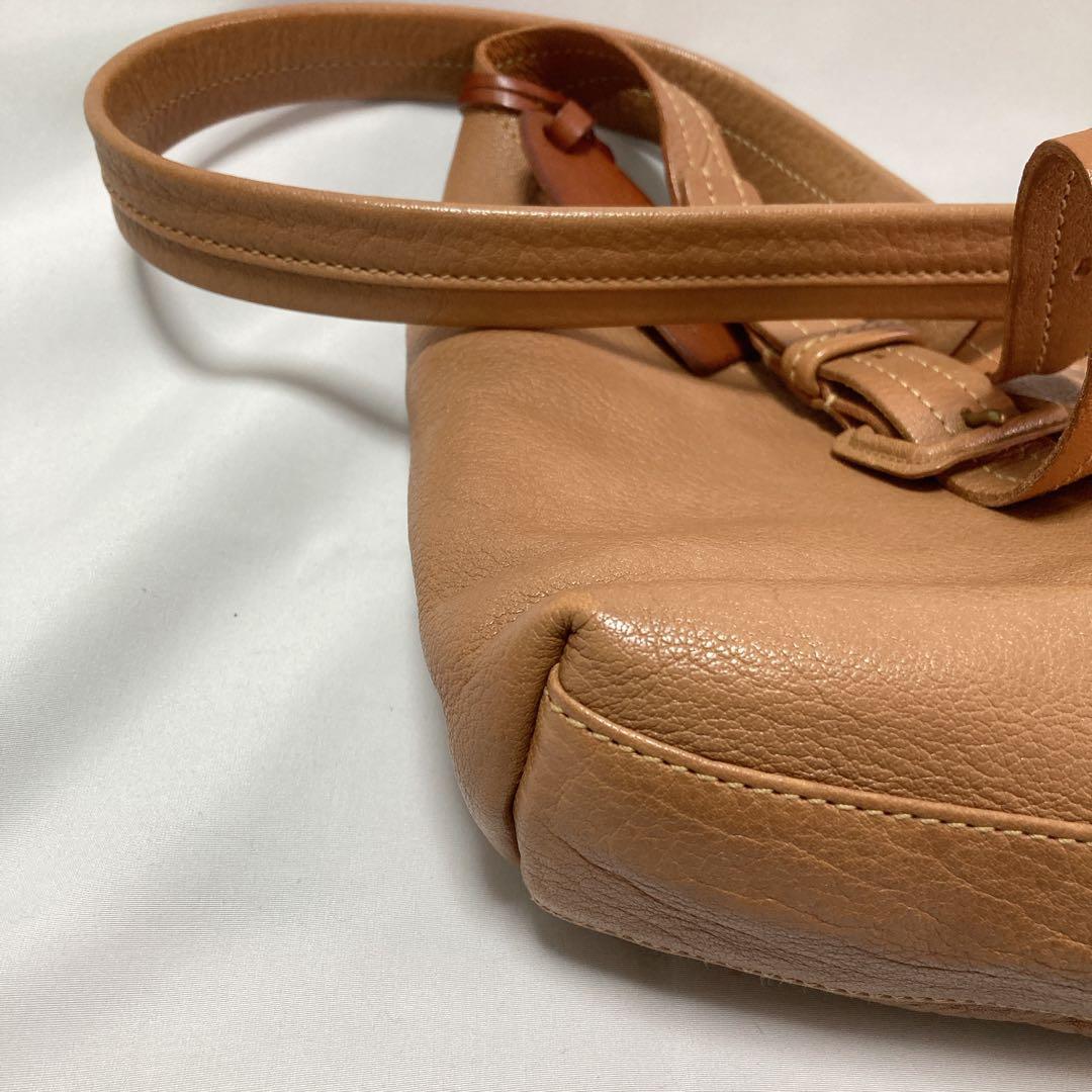 genten ゲンテン タスカ ロゴ ショルダーバッグ レザー グレージュ