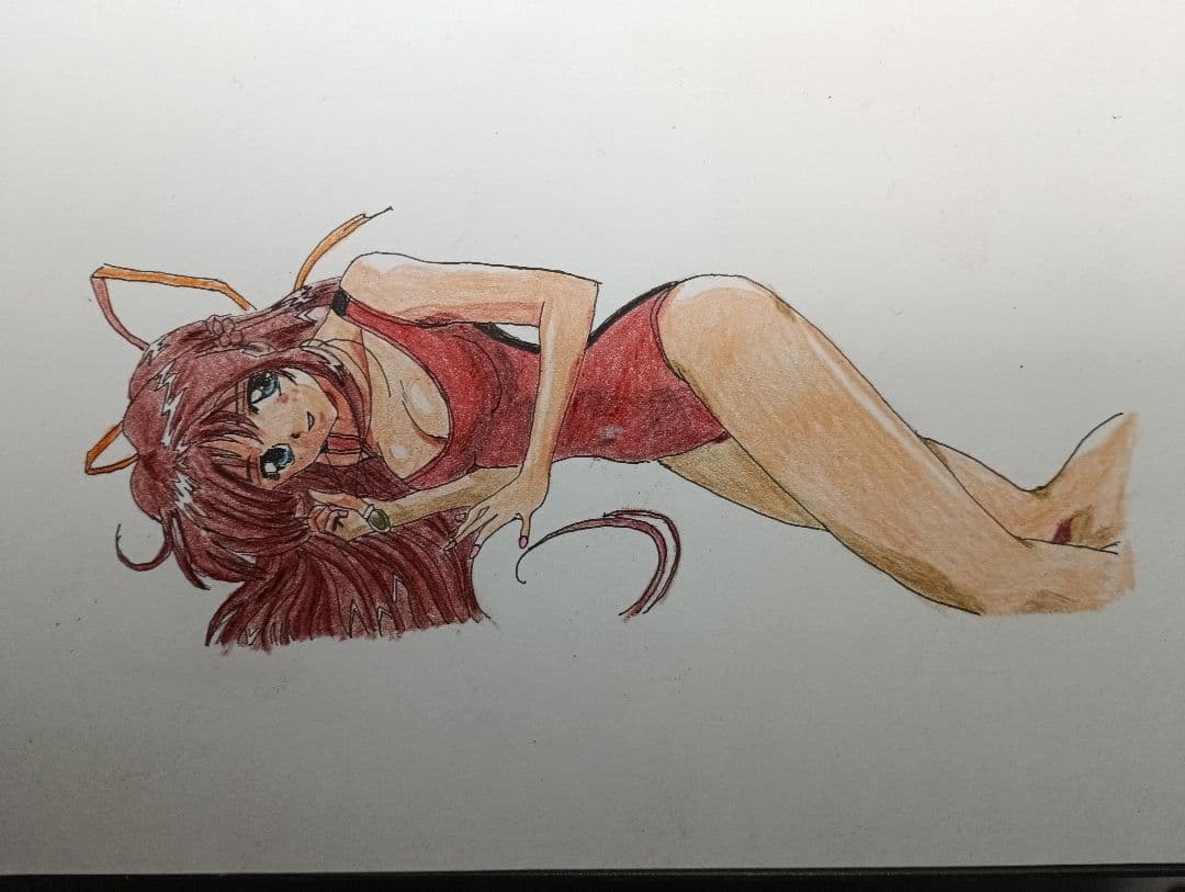 アニメ風 赤い水着のイラスト