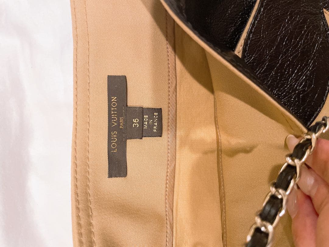 ルイヴィトン　レザー　スカート　ラップ　36 ベージュ　ブラック