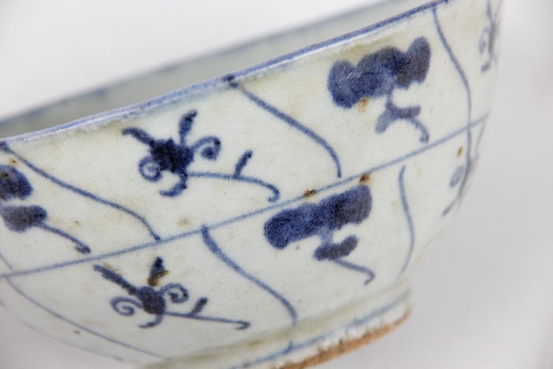 中国 安南 清時代 唐草紋樣青華染付 碗 盃　まとめ売6点 EY11-12