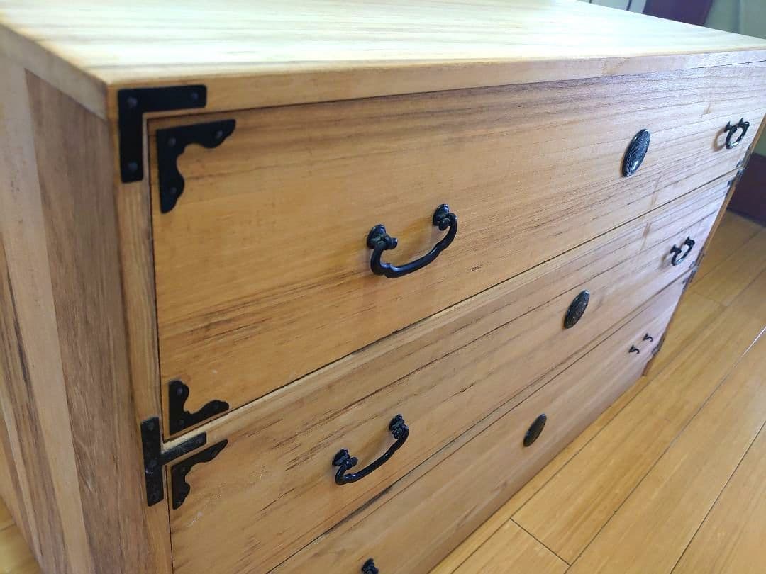 難あり 桐箪笥 天然木 整理箪笥 3段引出し収納 木製 和タンス 棚