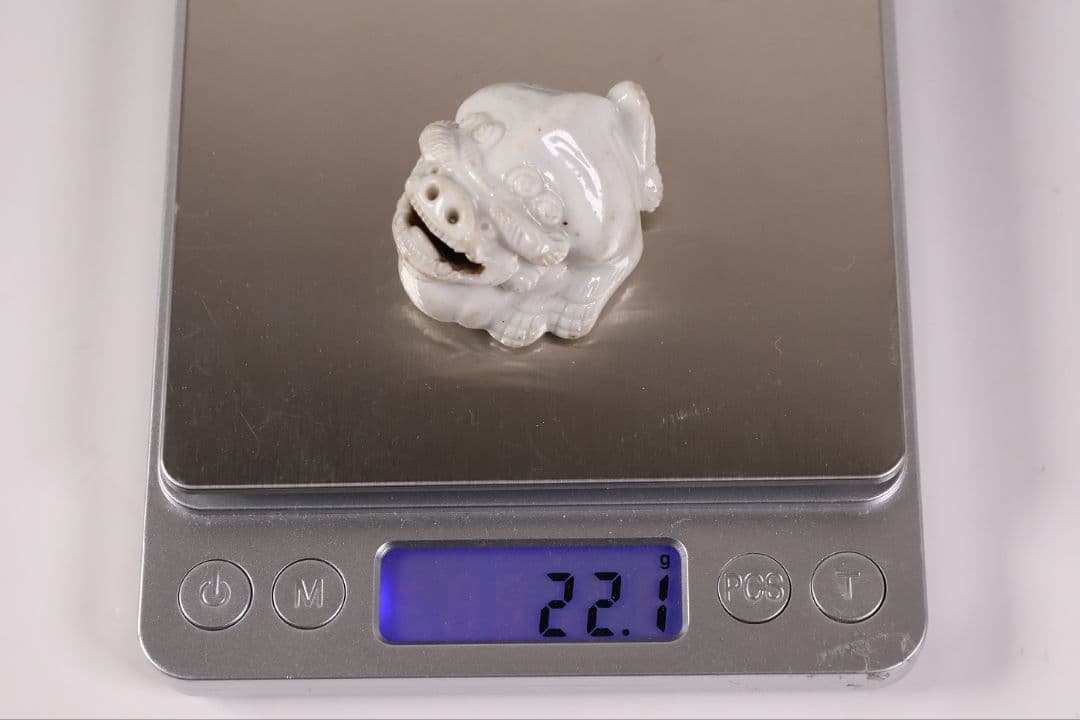 時代 堤物 陶製 獅子 根付 【MA863】