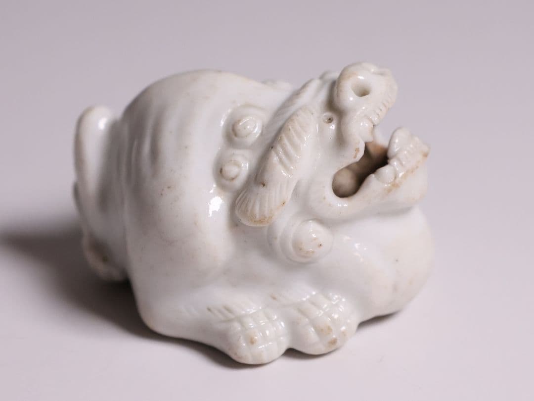 時代 堤物 陶製 獅子 根付 【MA863】