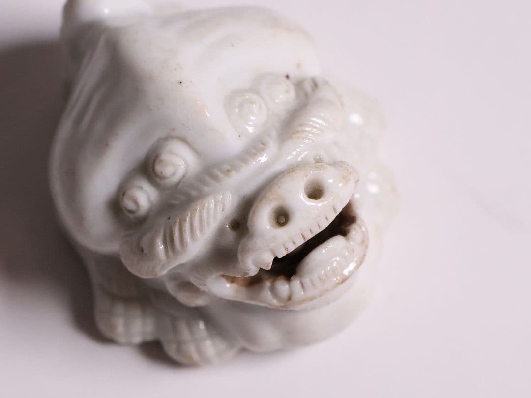 時代 堤物 陶製 獅子 根付 【MA863】