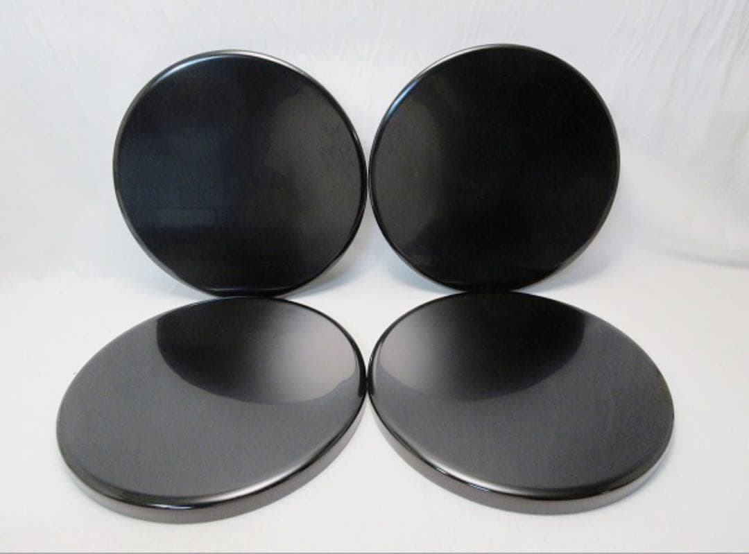 ほぼ未使用 懐石道具 越前塗 天然木製 溜塗 鶴蒔絵 丸膳4客揃 元箱