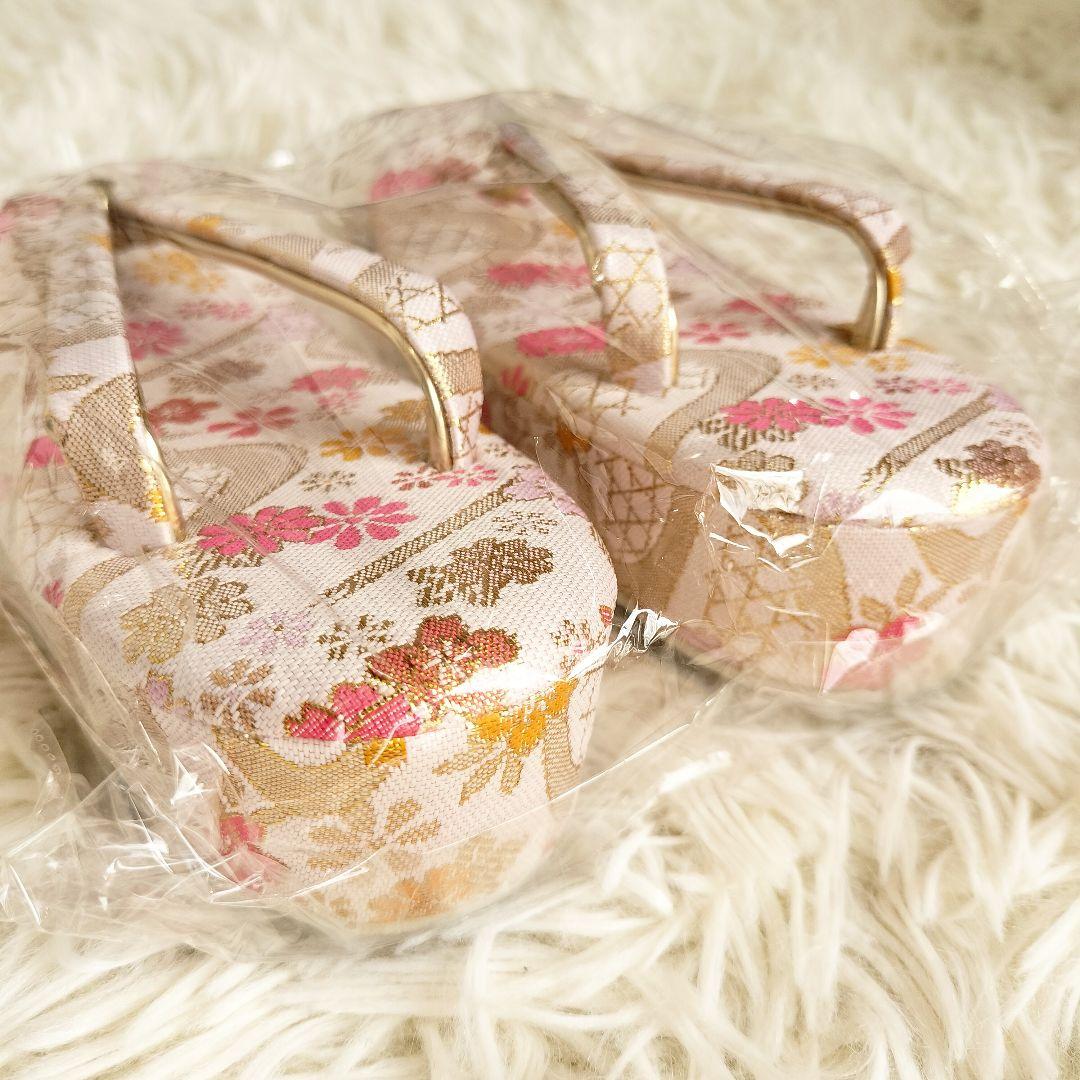 【7歳】七五三 はこせこセット 流水 小花 ホワイト ピンク系 日本製