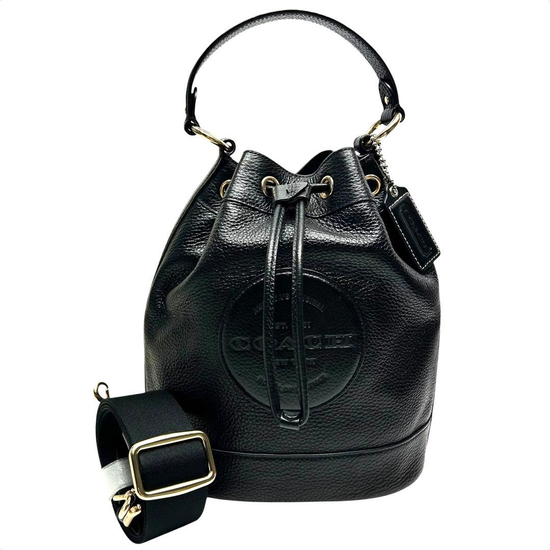 美品 COACH コーチ　デンプシー ドローストリング バケット バッグ　黒