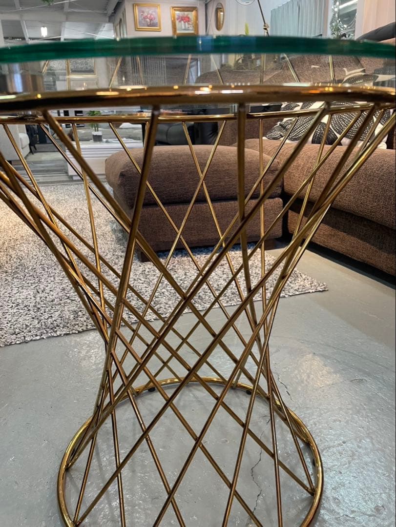 Francfranc マーリア サイドテーブル （クリア×ゴールド