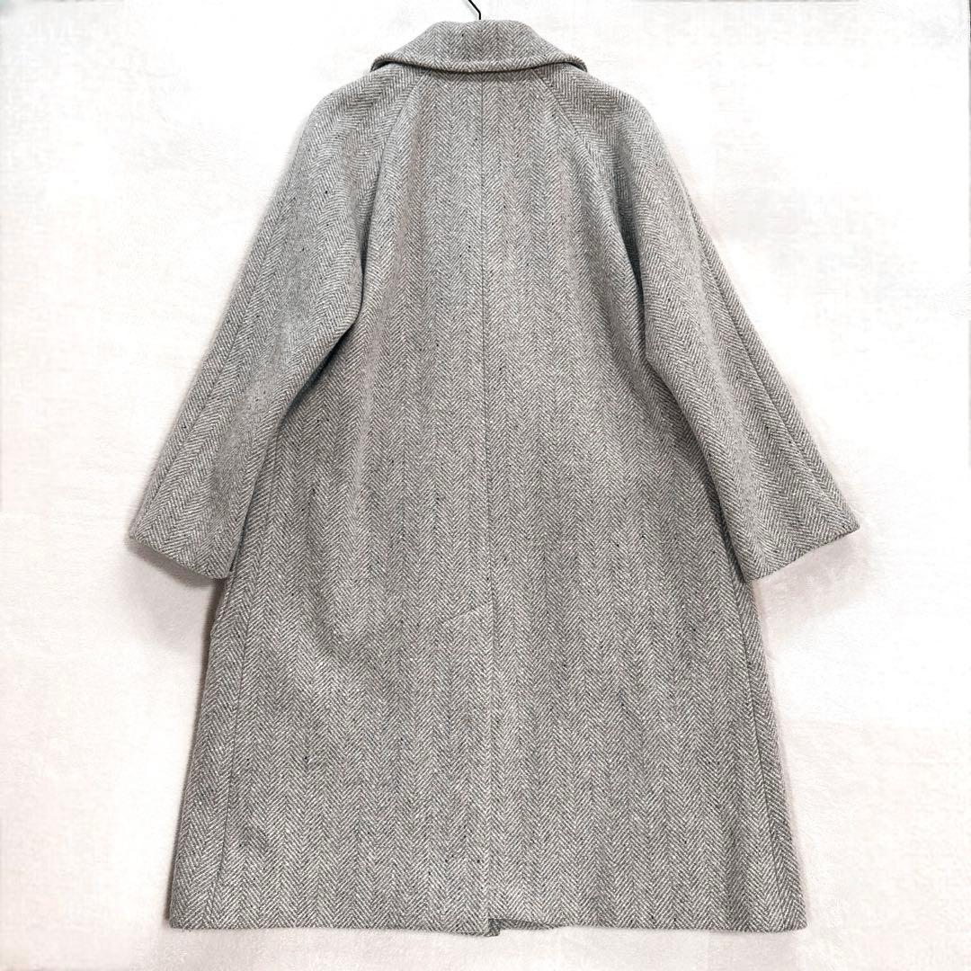近年 マーガレットハウエル ネップヘリンボーン ツイード ラグランコート ロング