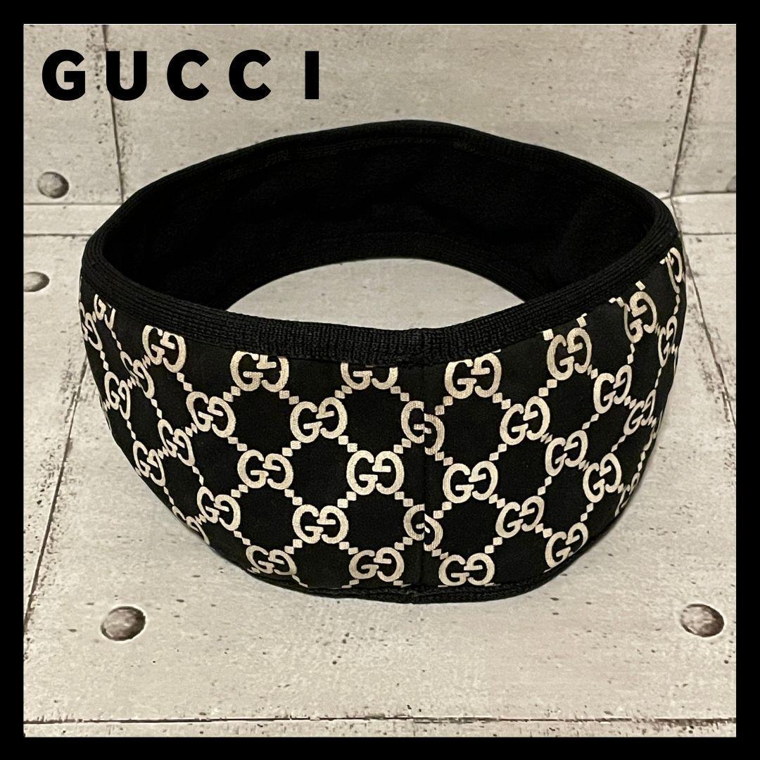GUCCI グッチ ヘアバンド ネックウォーマー GG ロゴ ブラック Ｌ