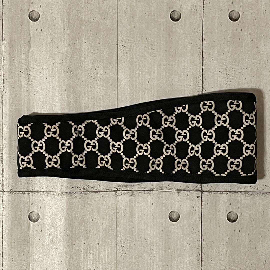 GUCCI グッチ ヘアバンド ネックウォーマー GG ロゴ ブラック Ｌ