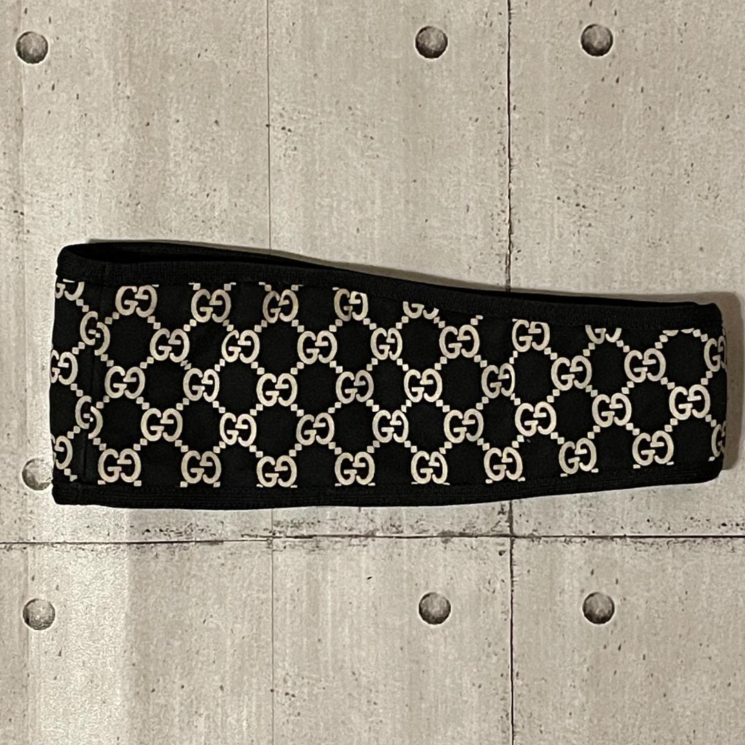 GUCCI グッチ ヘアバンド ネックウォーマー GG ロゴ ブラック Ｌ