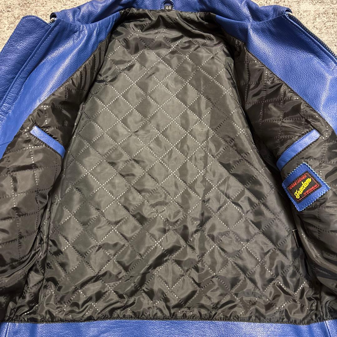 レザージャケット ライダース ドミネーター ロイヤルブルー 水牛革 サイズ44