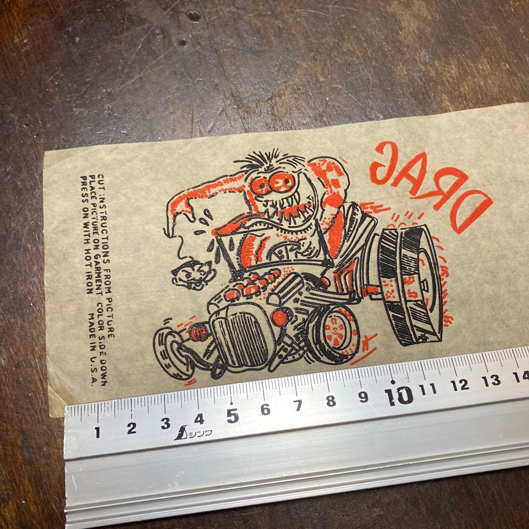 50s' ビンテージHOTRODラットフィンクアイロンプリント転写紙古着バイカー
