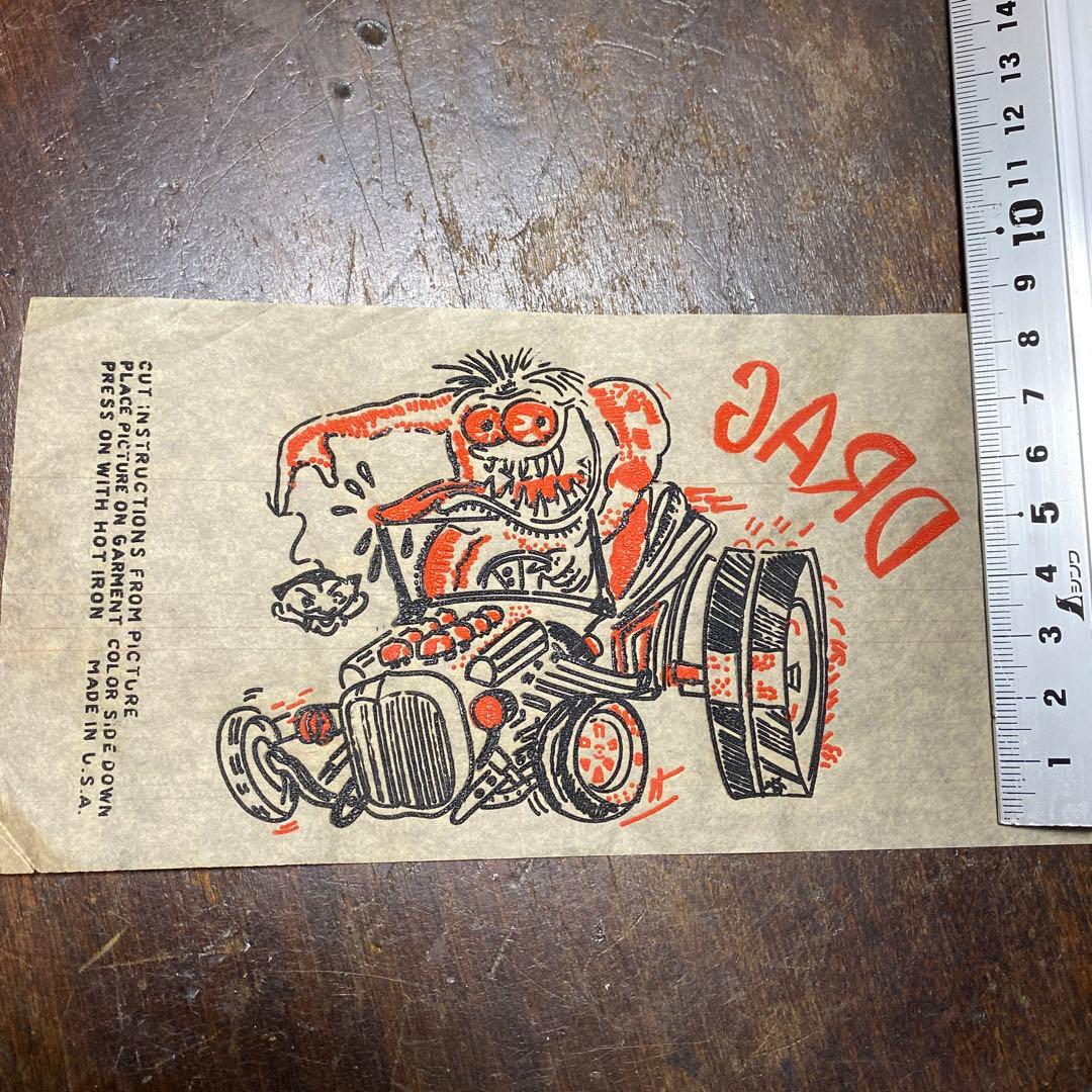 50s' ビンテージHOTRODラットフィンクアイロンプリント転写紙古着バイカー