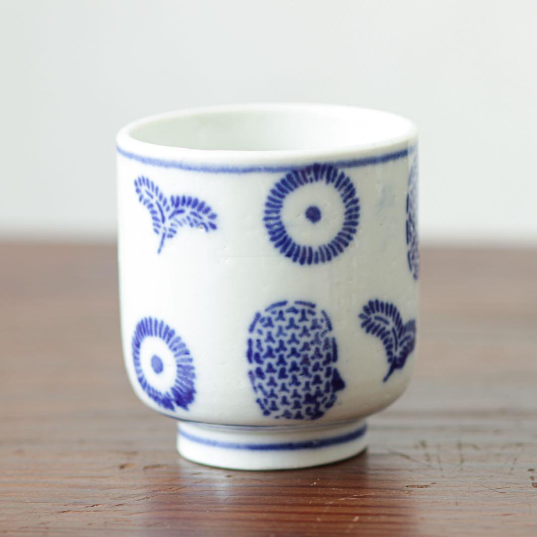 明治　大正　湯呑み　型紙摺　印判