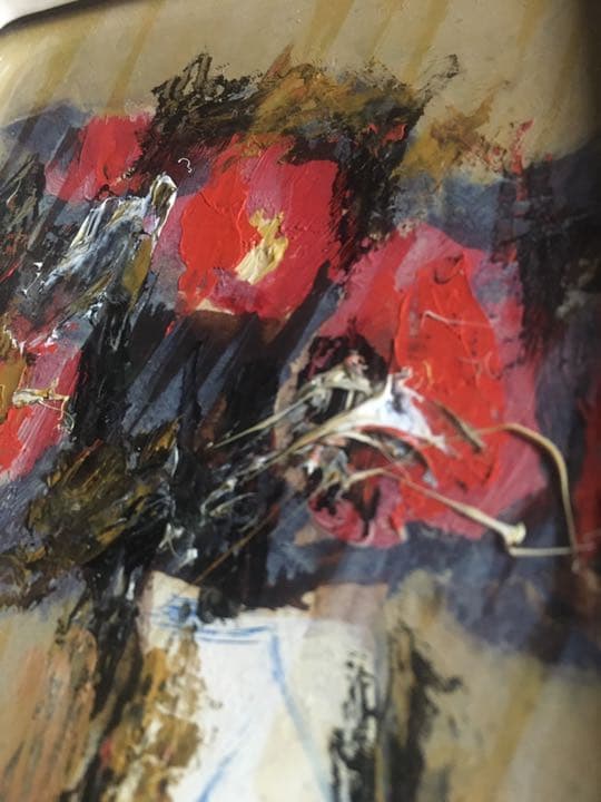 御宿正司　油絵　陶器額縁　ミニ　自筆