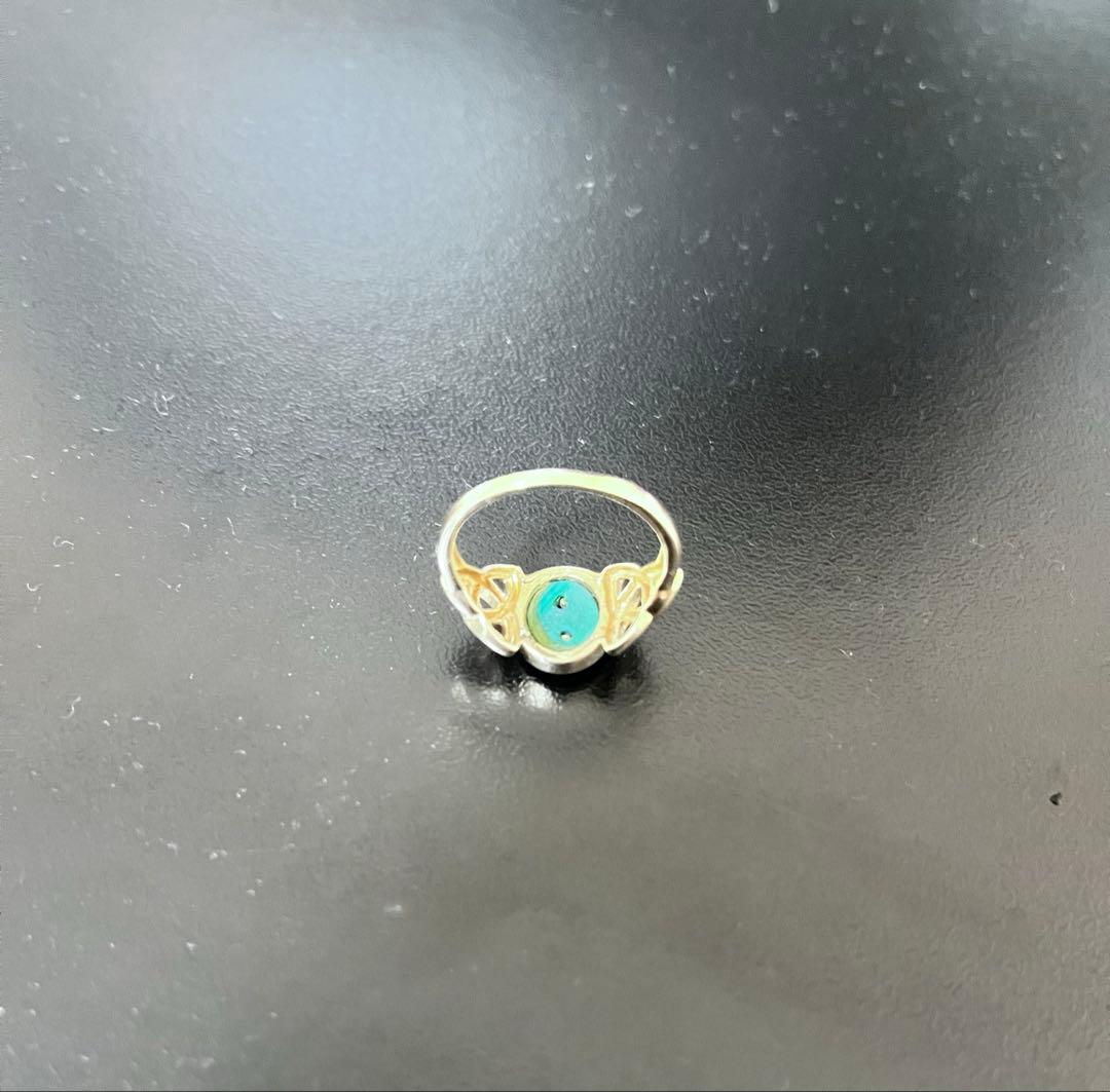 50s Celtic 9K Gold 翡翠 ダイヤモンド リング 18.5号