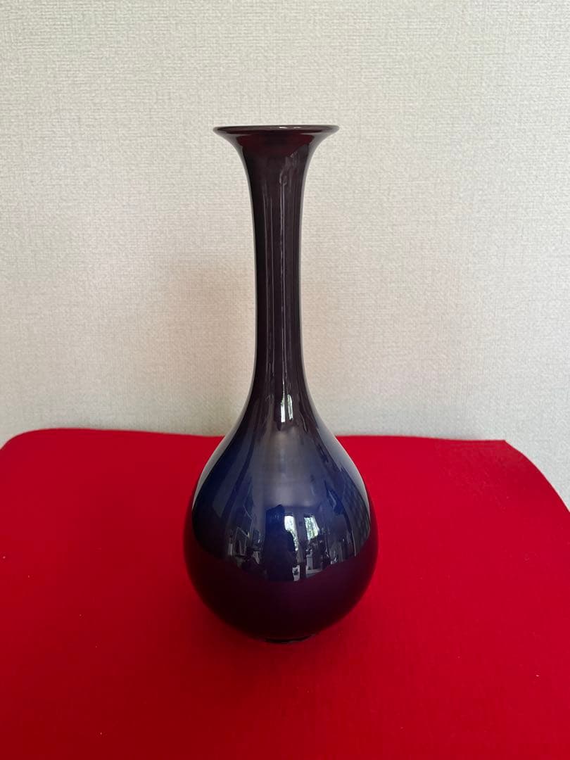 人間国宝 三代 徳田八十吉（正彦銘）深厚釉 花生 高さ約26.3㎝ T280