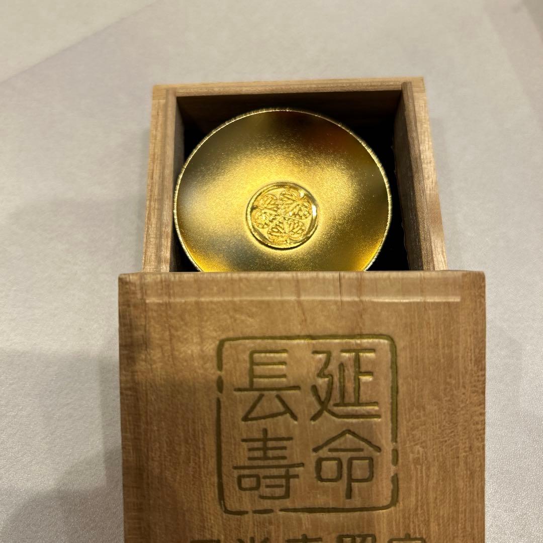 24k 金製小皿 日光東照宮　延命長寿　木箱付き