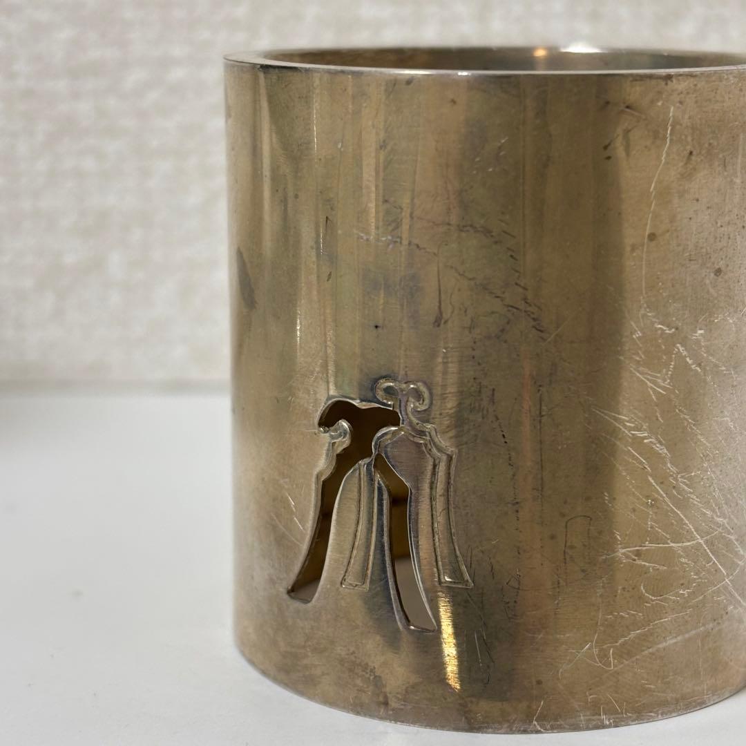 銀製 笛鼓蓋置 重量88g