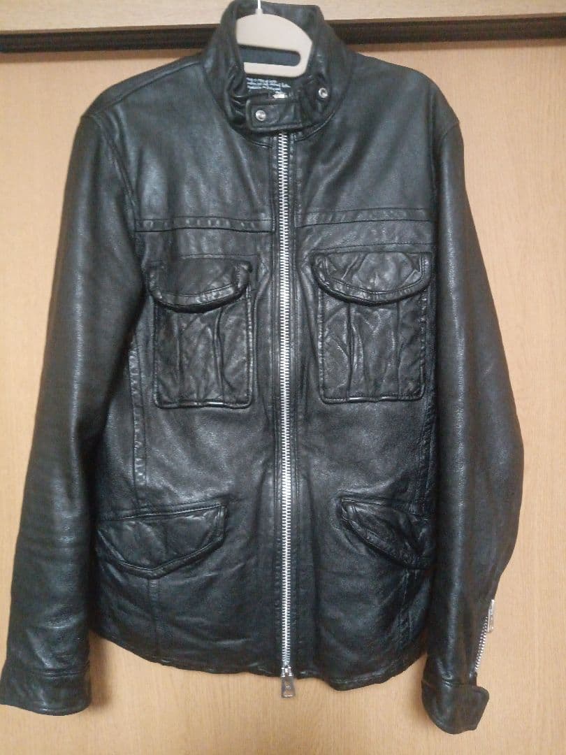 本皮レザー シングルライダースジャケット　ナノユニバース羊革ジャケット美品最終値