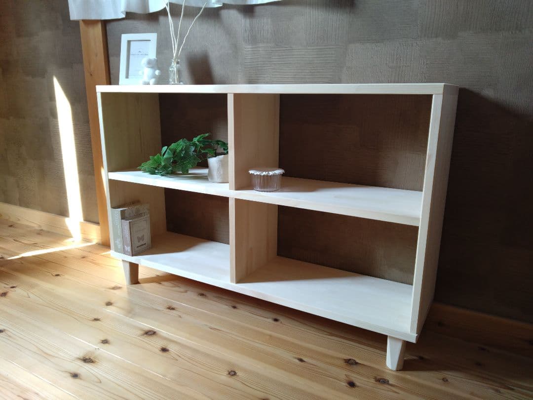 【送料無料】天然木　赤松集成材　足付きスタッキングシェルフ　子供本棚飾り棚収納棚