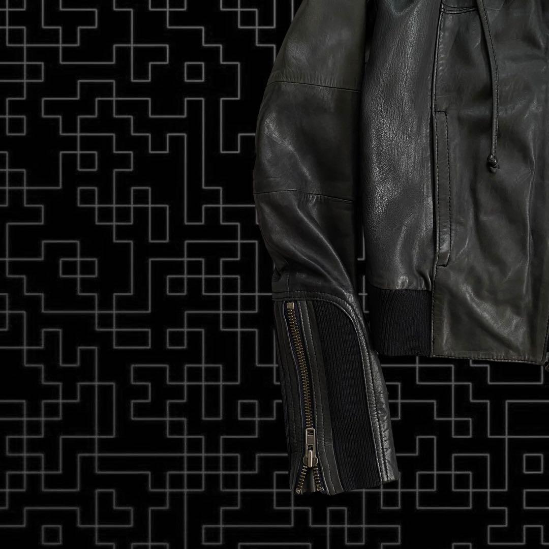 ジャケット・アウター 00s archive fur leather hoodie y2k punk