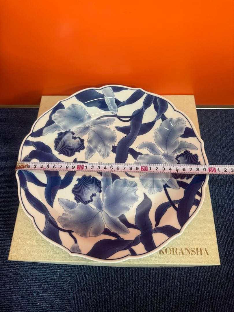 1764 香蘭社 染 カトレア 大皿　30cm 未使用