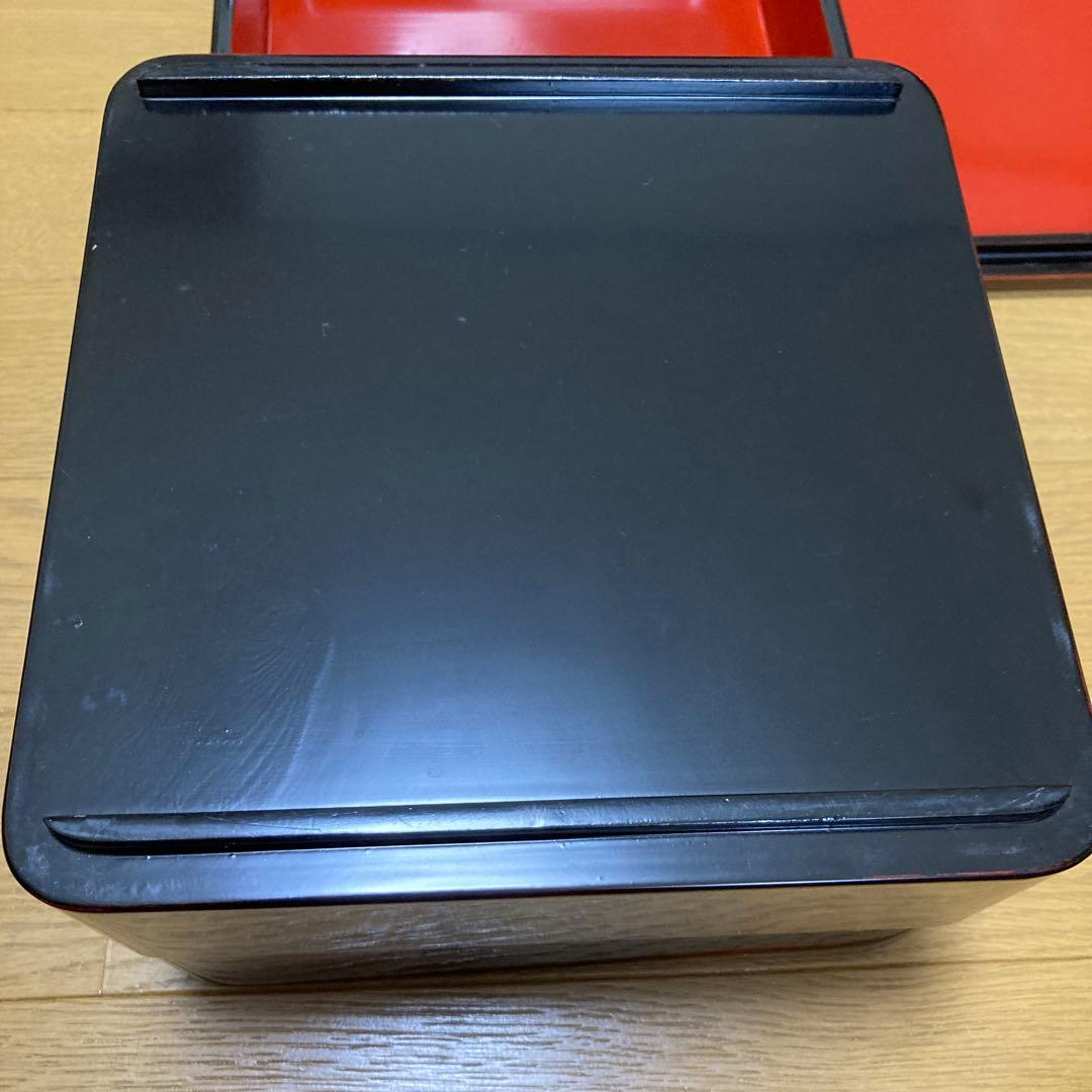 漆塗り三段重箱 赤内装　曙研出