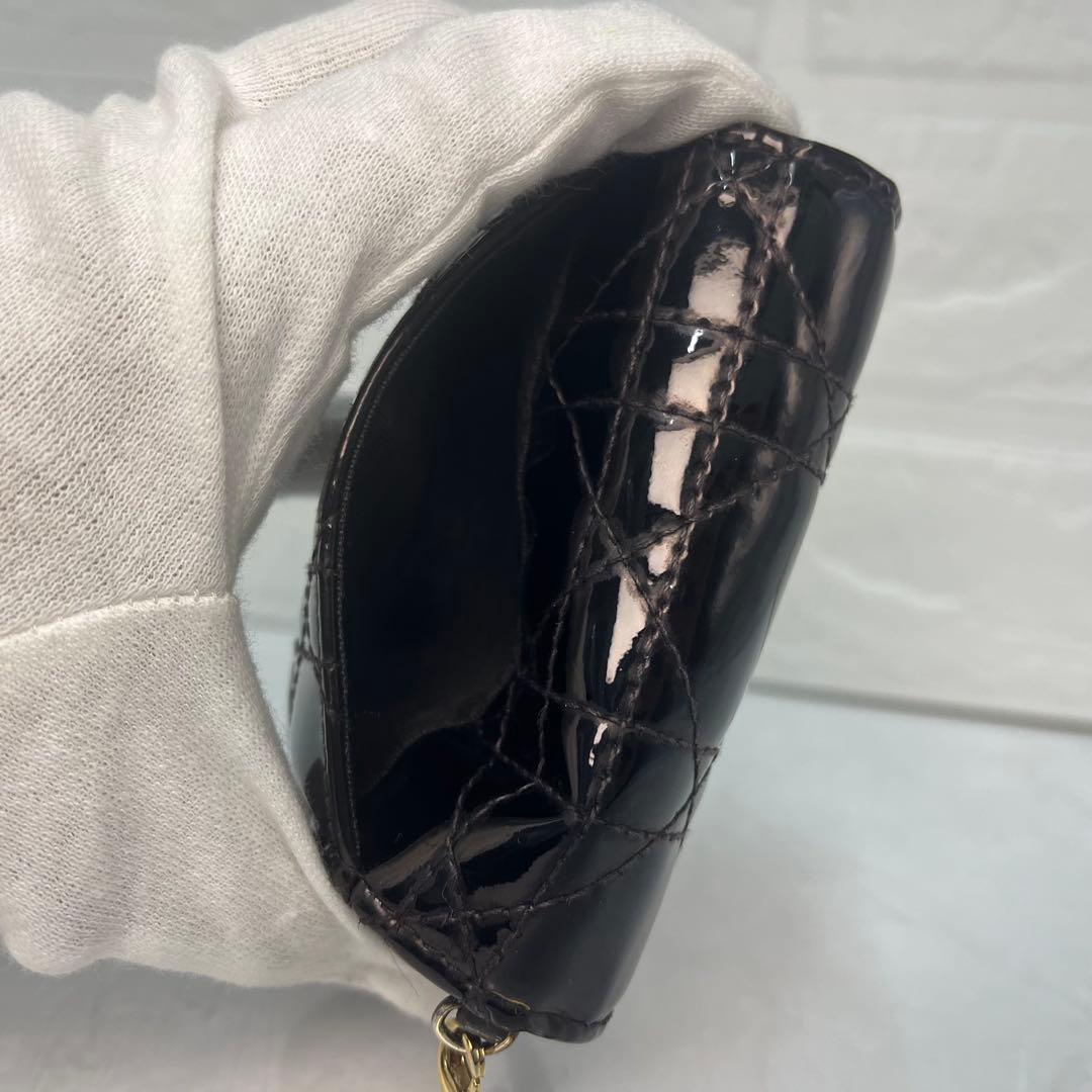 Dior 財布 レディディオール カナージュ ロータスウォレット エナメル 三折